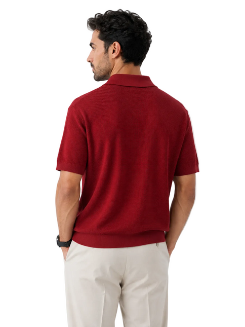 Textured Knit Polo T-Shirt