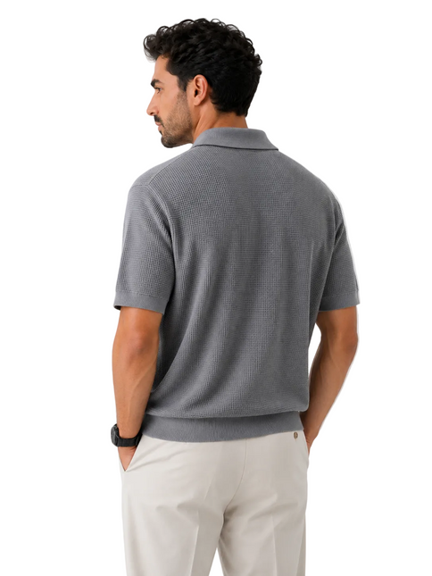 Textured Knit Polo T-Shirt