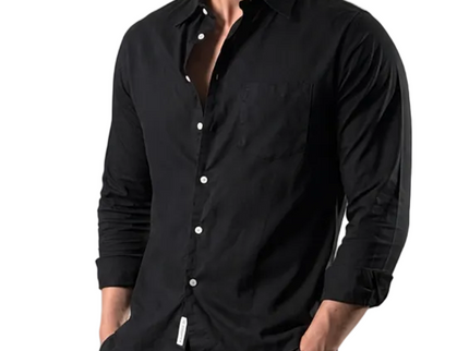 Premium Linen Long Sleeve Shirt - Black
