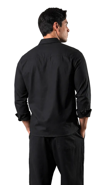 Premium Linen Long Sleeve Shirt - Black