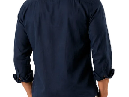 Premium Linen Long Sleeve Shirt - Navy