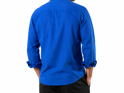 Premium Linen Long Sleeve Shirt - Blue