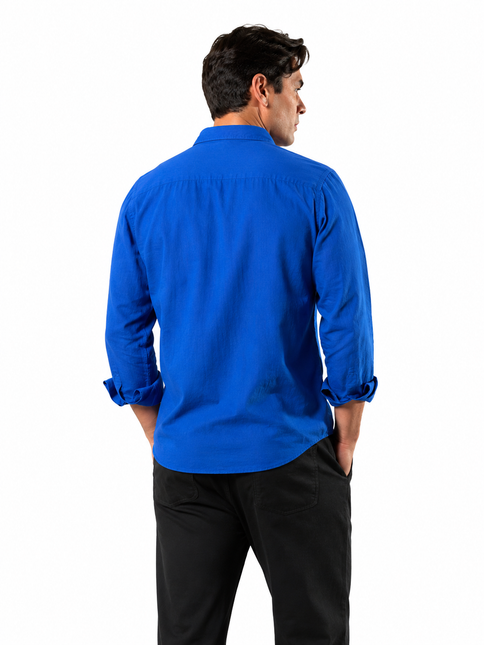 Premium Linen Long Sleeve Shirt - Blue