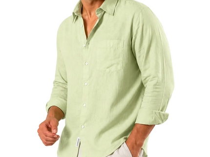 Premium Linen Long Sleeve Shirt - Mint Green