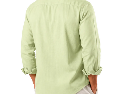 Premium Linen Long Sleeve Shirt - Mint Green