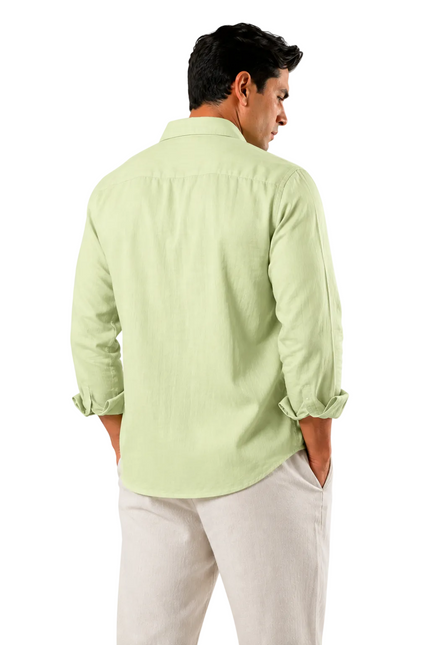 Premium Linen Long Sleeve Shirt - Mint Green