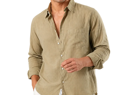 Premium Linen Long Sleeve Shirt - Olive