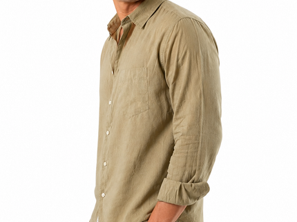 Premium Linen Long Sleeve Shirt - Olive