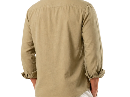Premium Linen Long Sleeve Shirt - Olive