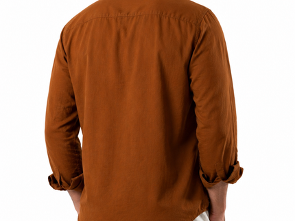 Premium Linen Long Sleeve Shirt - Brown