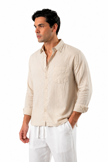 Premium Linen Long Sleeve Shirt - Off White