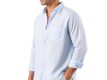 Premium Linen Long Sleeve Shirt - Baby Blue
