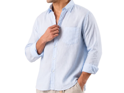 Premium Linen Long Sleeve Shirt - Baby Blue