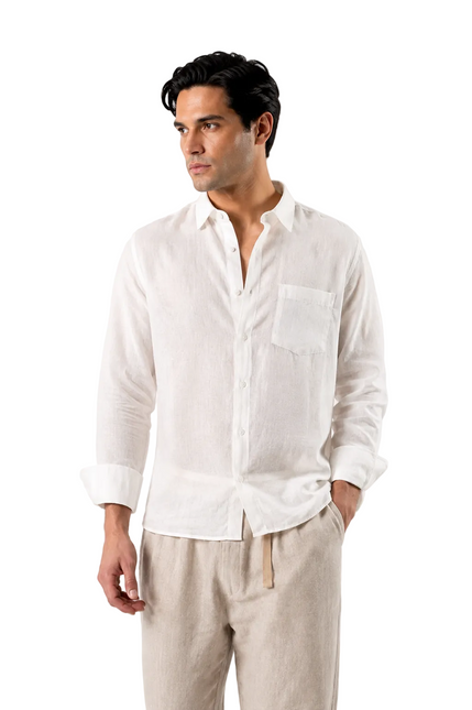 Premium Linen Long Sleeve Shirt - White