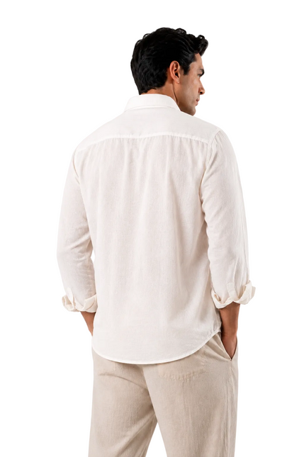 Premium Linen Long Sleeve Shirt - White