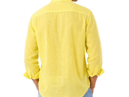 Linen Regular Fit Long Sleeve Shirt - Yellow