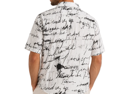 Abstract Script Print Relaxed Fit Shirt