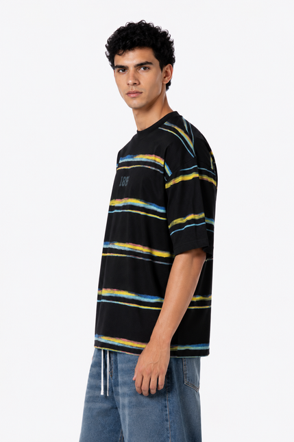 Crew Neck Oversized Fit Striped T-Shirt