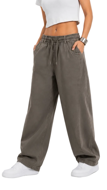 Narrow Waist Wide Leg Denim Pants