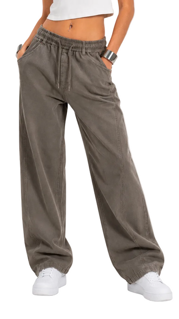 Narrow Waist Wide Leg Denim Pants