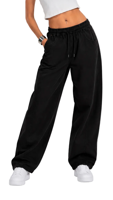 Narrow Waist Wide Leg Denim Pants