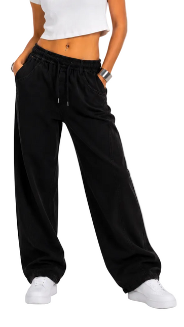 Narrow Waist Wide Leg Denim Pants