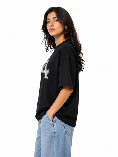 Crew Neck Oversized Bold Fit Printed  T-Shirt women