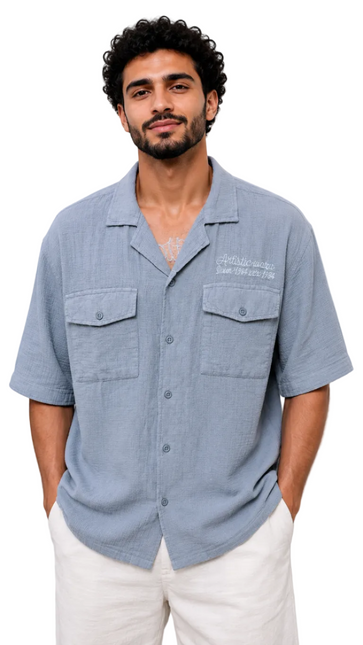 Artistic Wave Textured Oversized Shirt