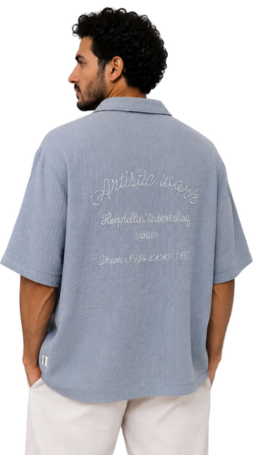 Artistic Wave Textured Oversized Shirt