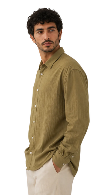 Vertical Stripe Linen Shirt