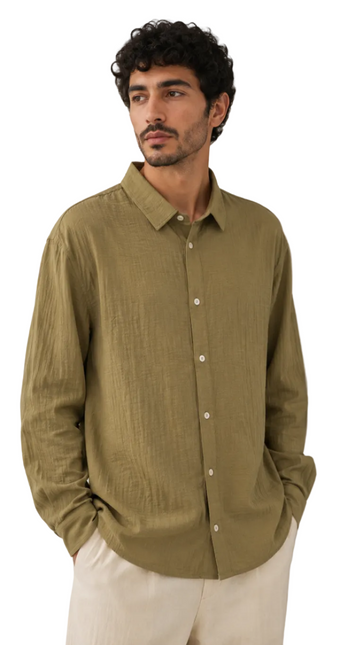 Vertical Stripe Linen Shirt