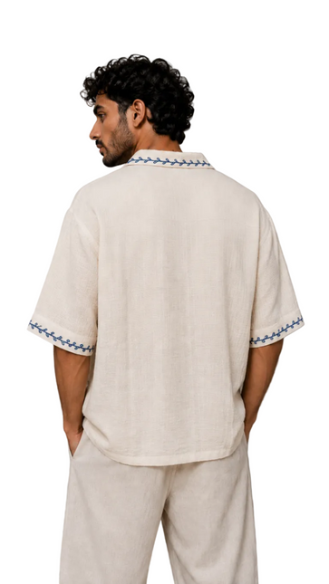 Coastal Embroidered Camp Collar Shirt