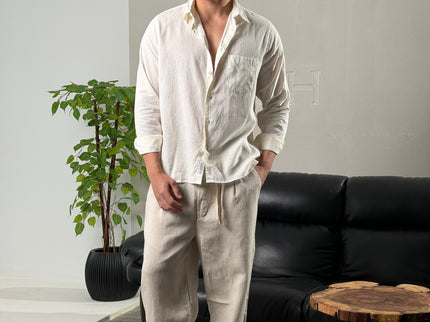 Premium Linen Long Sleeve Shirt - White