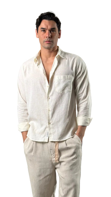 Premium Linen Long Sleeve Shirt - White