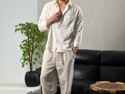 Premium Linen Long Sleeve Shirt - White