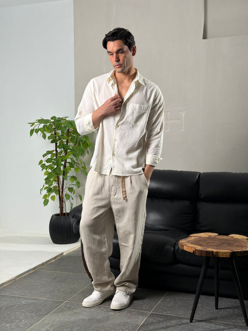 Premium Linen Long Sleeve Shirt - White