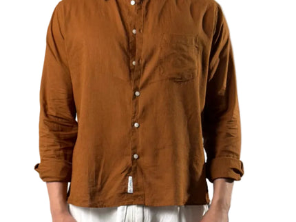 Premium Linen Long Sleeve Shirt - Brown