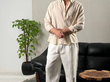 Premium Linen Long Sleeve Shirt - Off White
