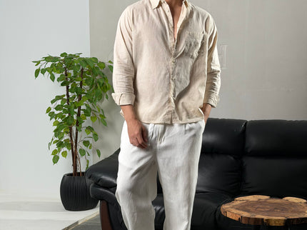 Premium Linen Long Sleeve Shirt - Off White