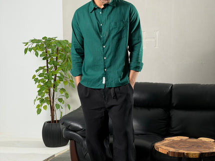 Premium Linen Long Sleeve Shirt - Green