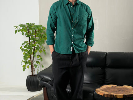 Premium Linen Long Sleeve Shirt - Green