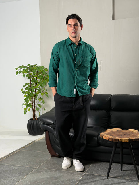 Premium Linen Long Sleeve Shirt - Green