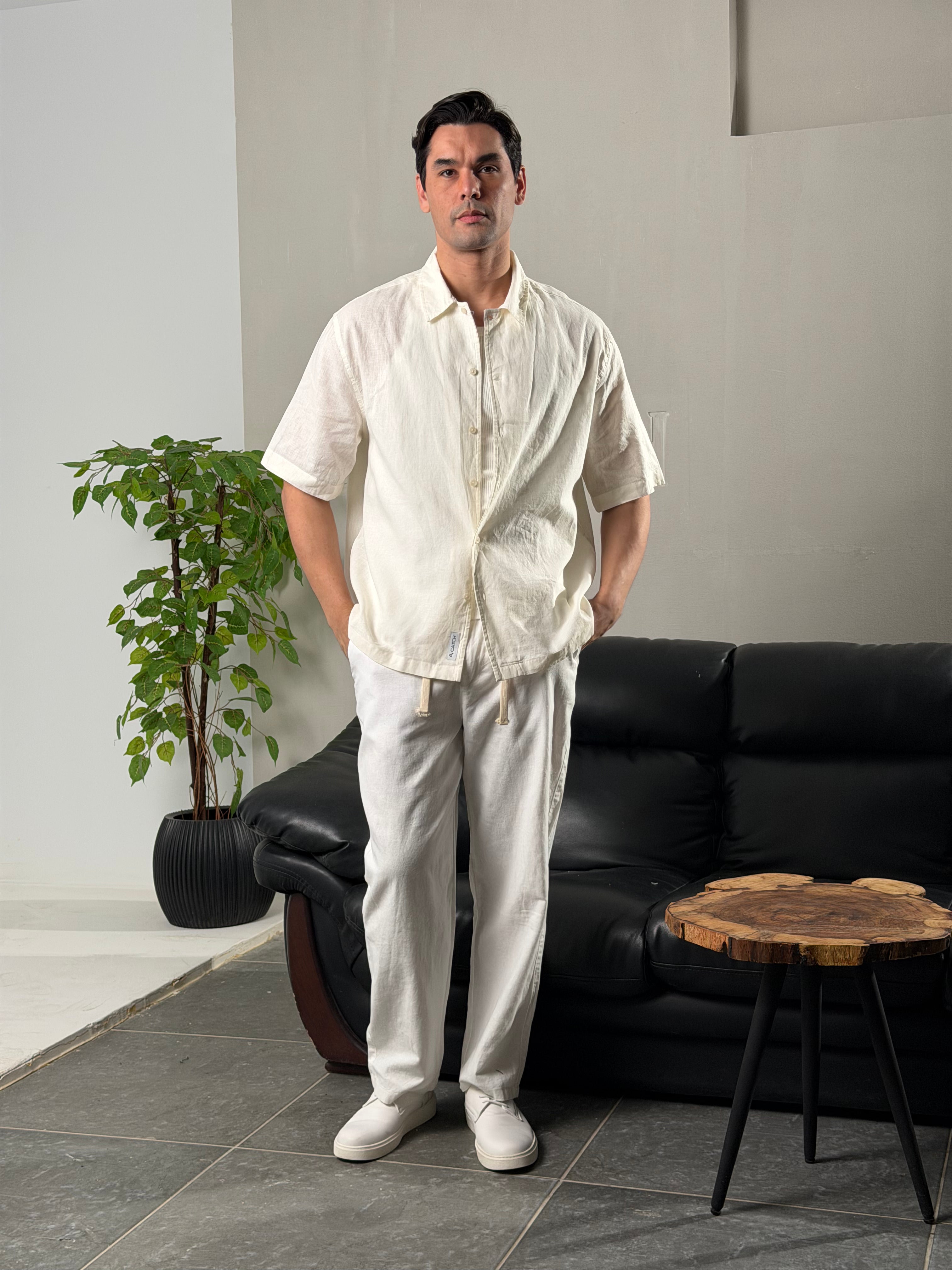 Relaxed Short Sleeve Linen Shirt