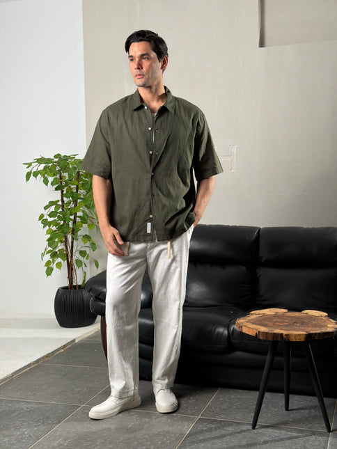 Relaxed Short Sleeve Linen Shirt