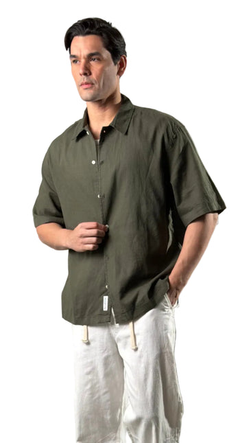 Relaxed Short Sleeve Linen Shirt