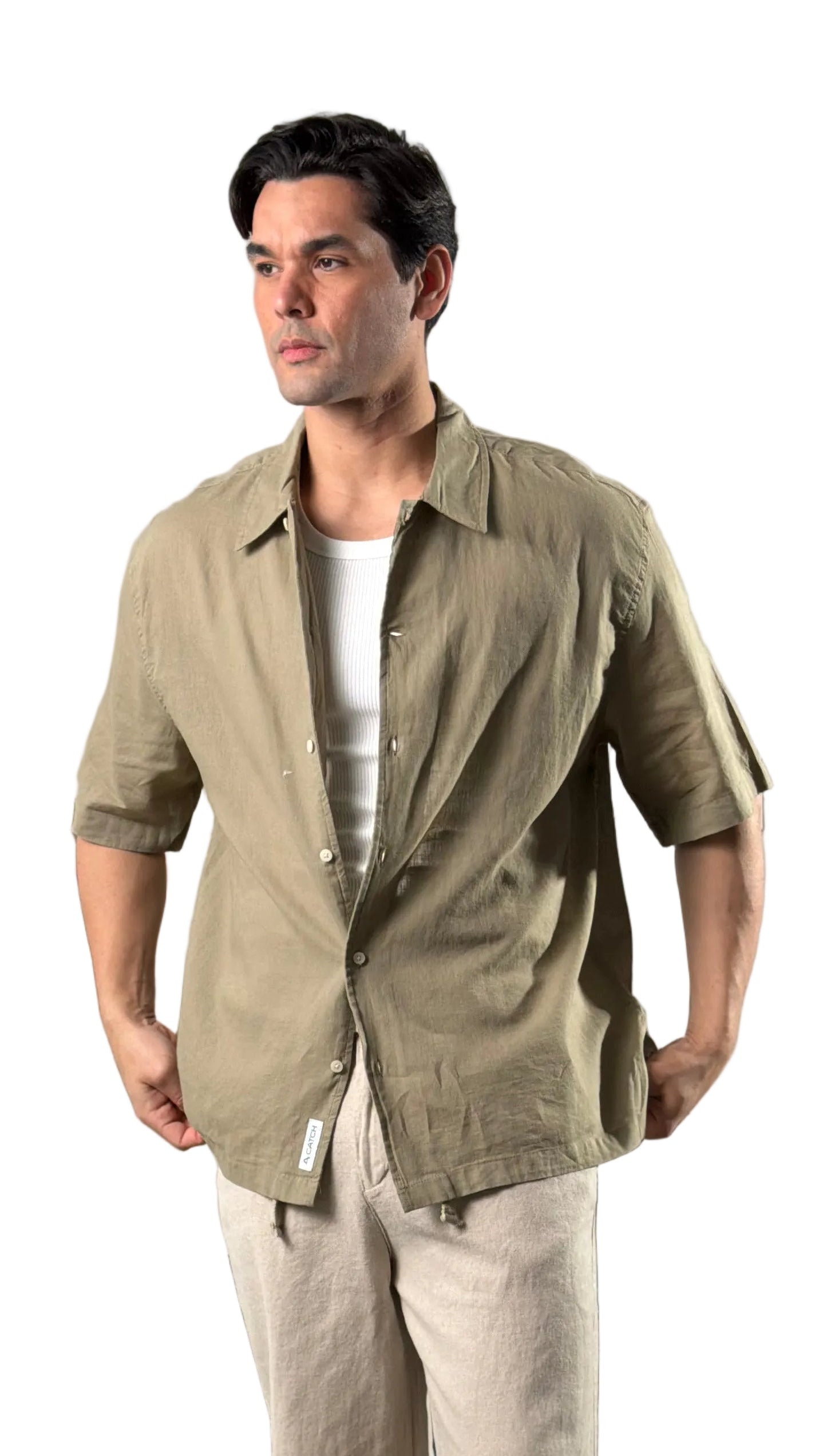 Relaxed Short Sleeve Linen Shirt