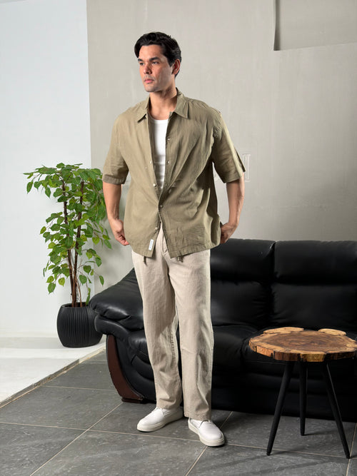 Relaxed Short Sleeve Linen Shirt