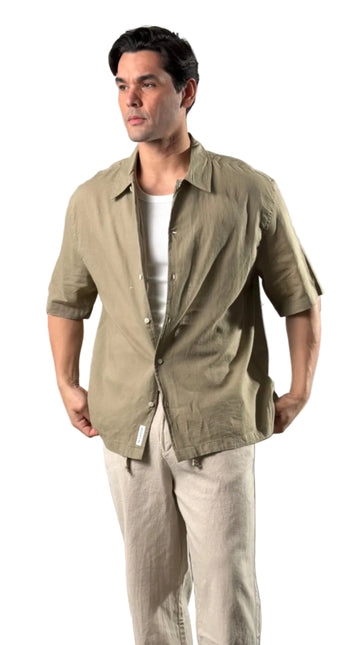 Relaxed Short Sleeve Linen Shirt