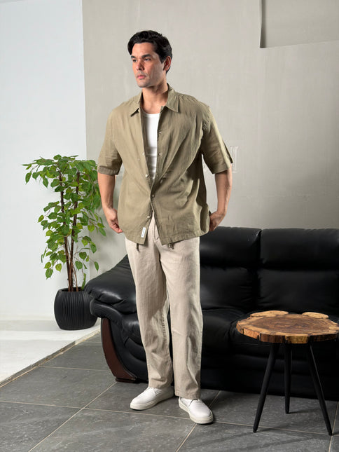 Relaxed Short Sleeve Linen Shirt