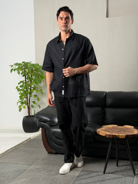 Relaxed Short Sleeve Linen Shirt